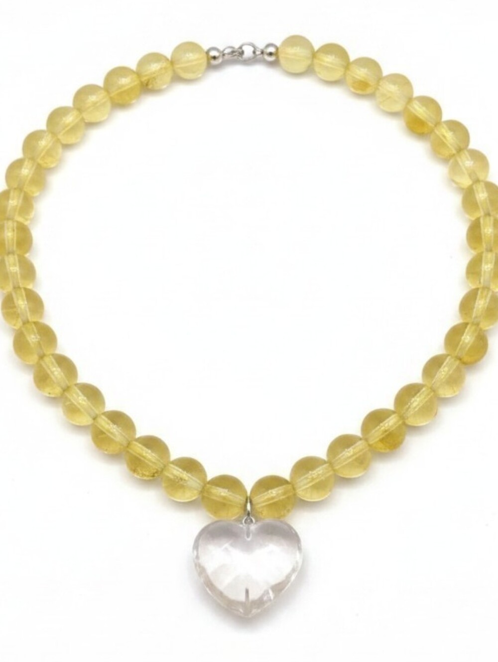 ๐โช๏ธPiper K โช๏ธElegant Yellow Beaded Glass 17" Necklace with Heart Pendant